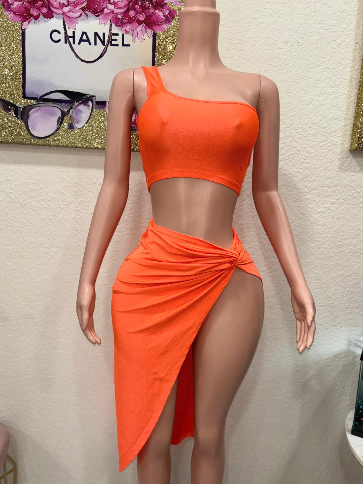 Orange Skirt Set