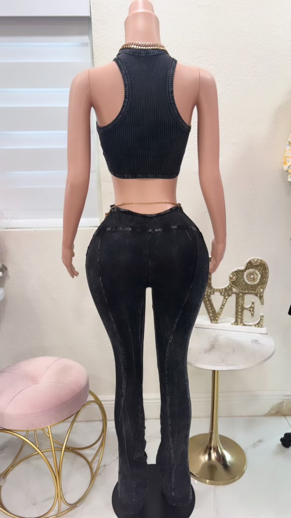 Black Flare Pant Set