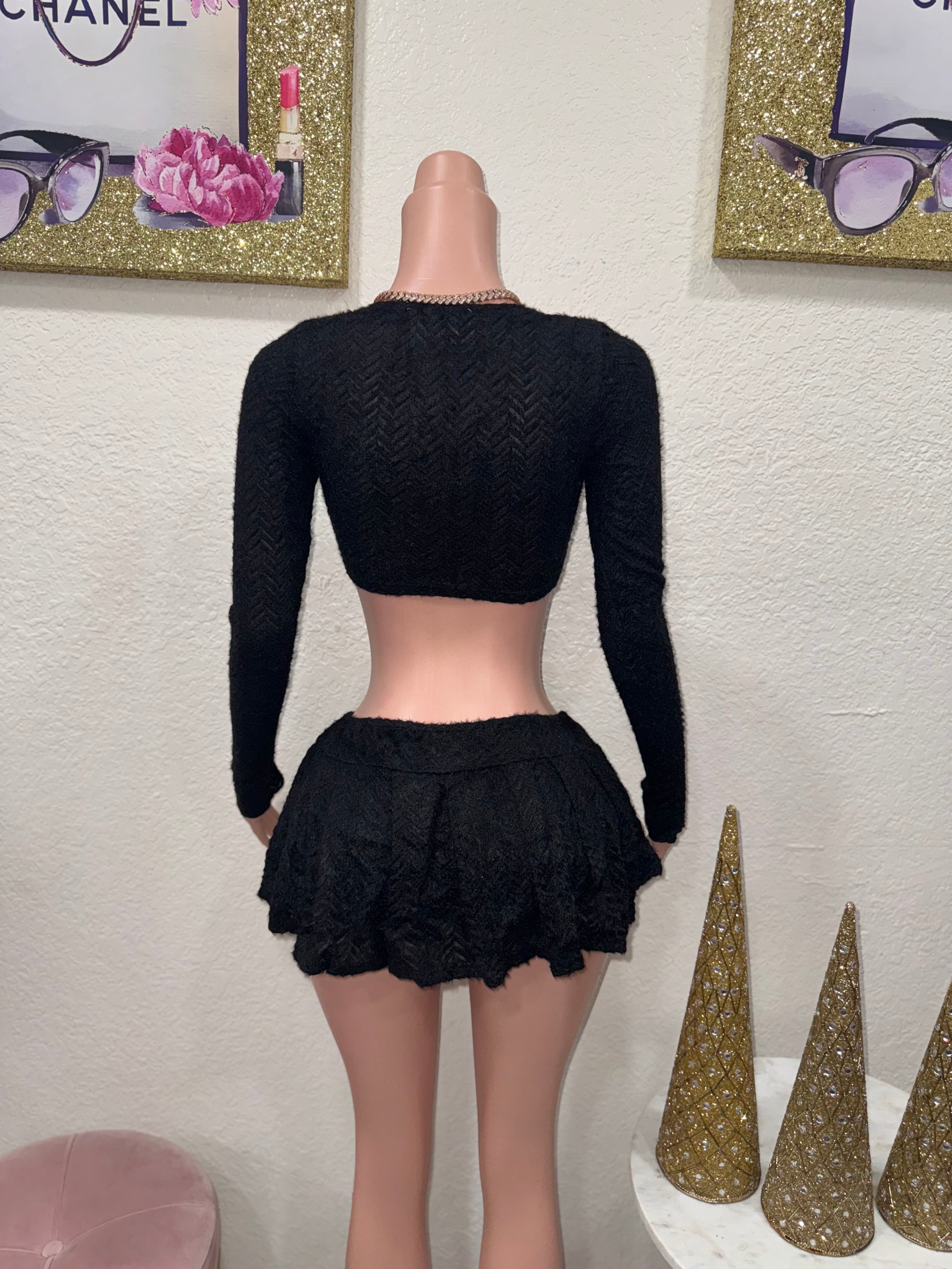 Black Mini Skirt Set